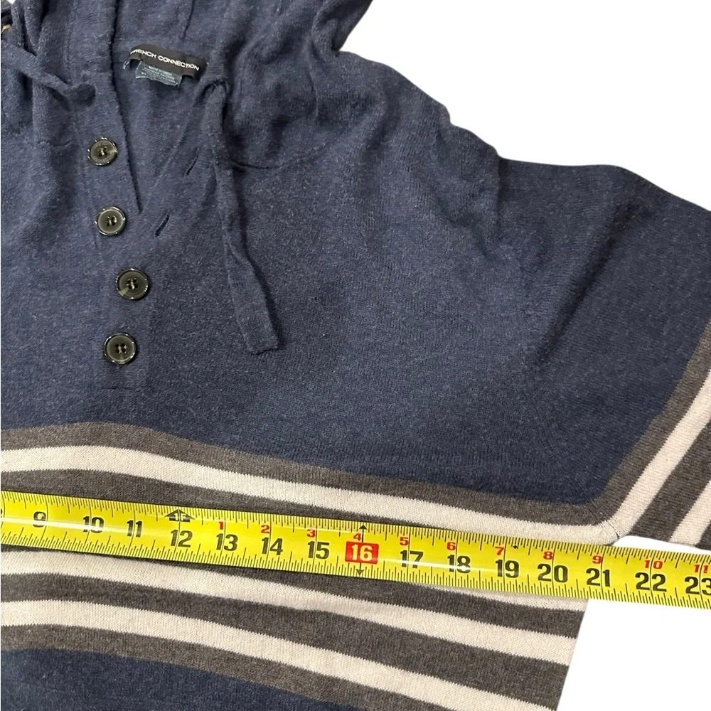 French Connections Navy Striped Hoodie lg